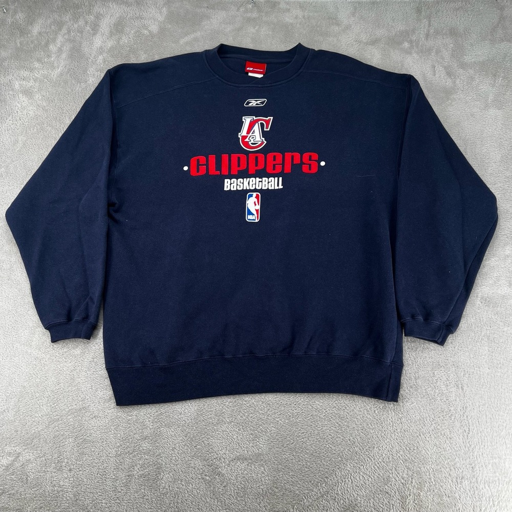 Vintage Reebok Mens LA Clippers Basketball Sweatshirt XL Navy Preowned NBA